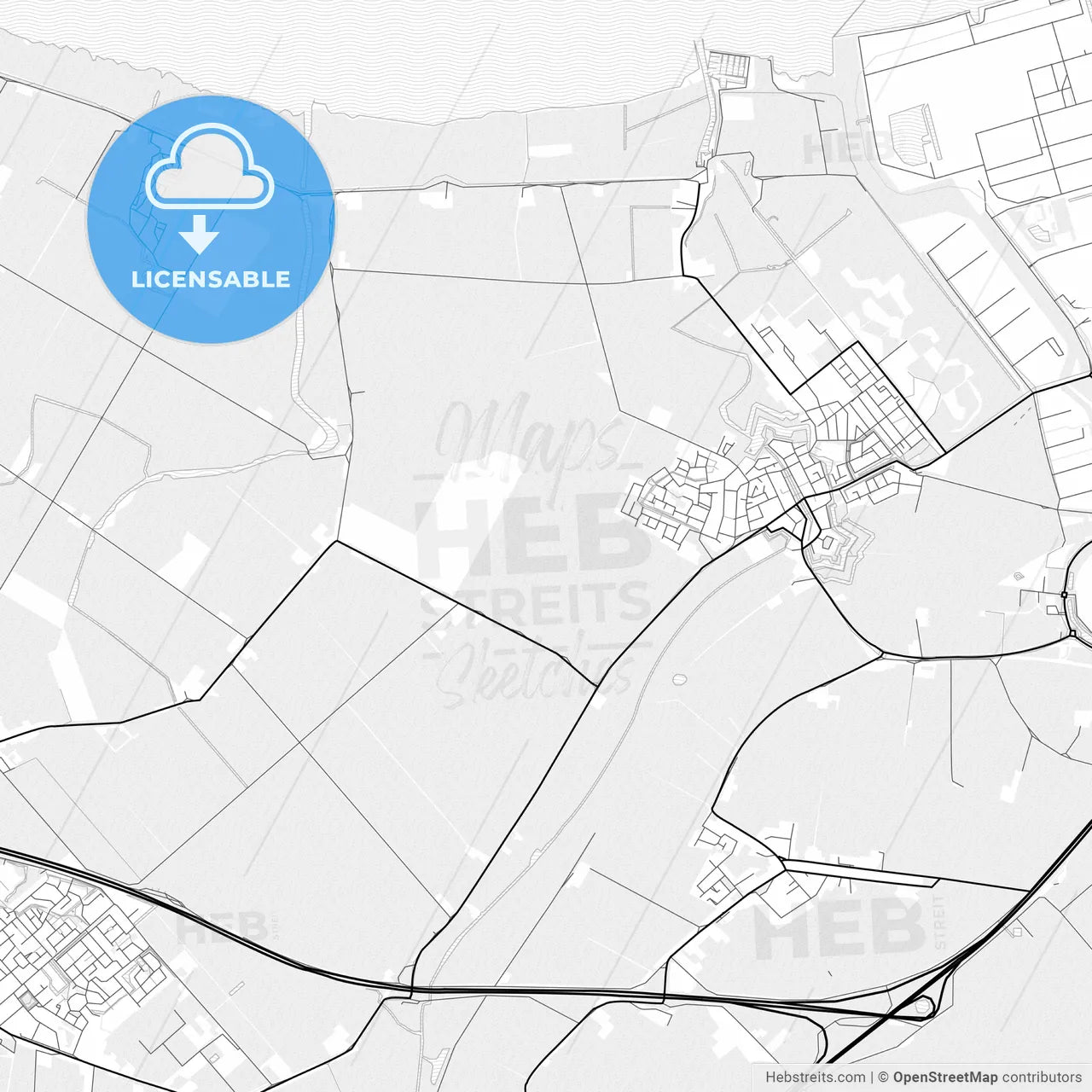 Vector PDF map of Moerdijk, Netherlands