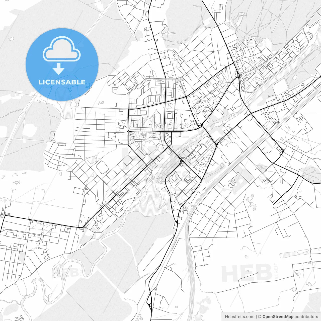 Vector PDF map of Orekhovo-Zuyevo, Russia