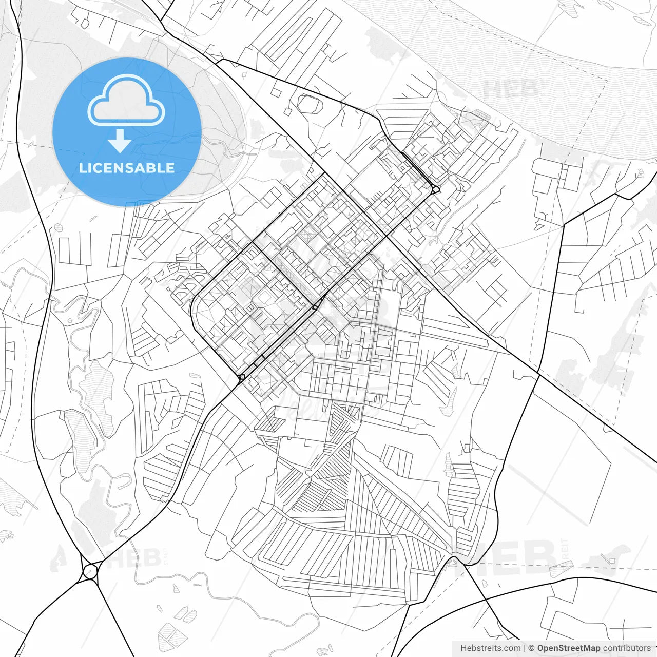 Vector PDF map of Kstovo, Russia