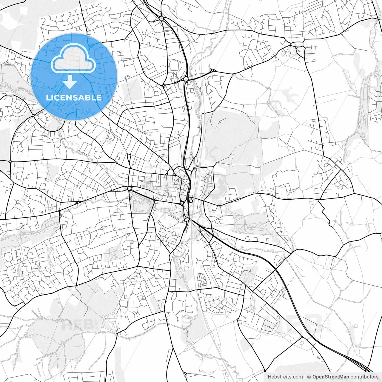 Vector PDF map of Chesterfield, England