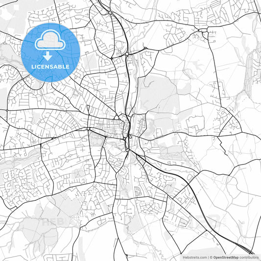 Vector PDF map of Chesterfield, England