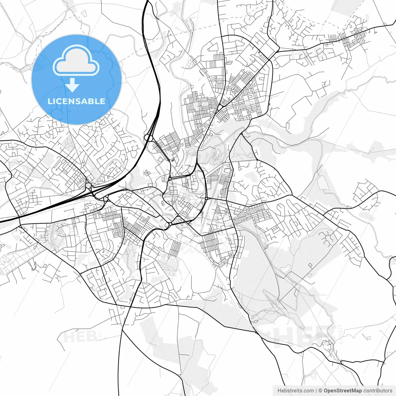 Vector PDF map of Burnley, England