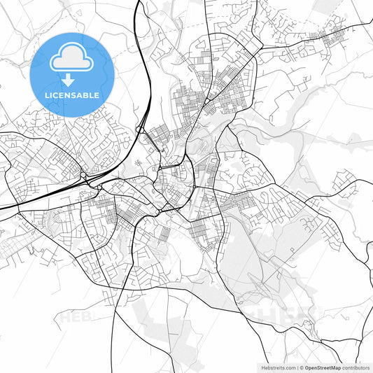 Vector PDF map of Burnley, England