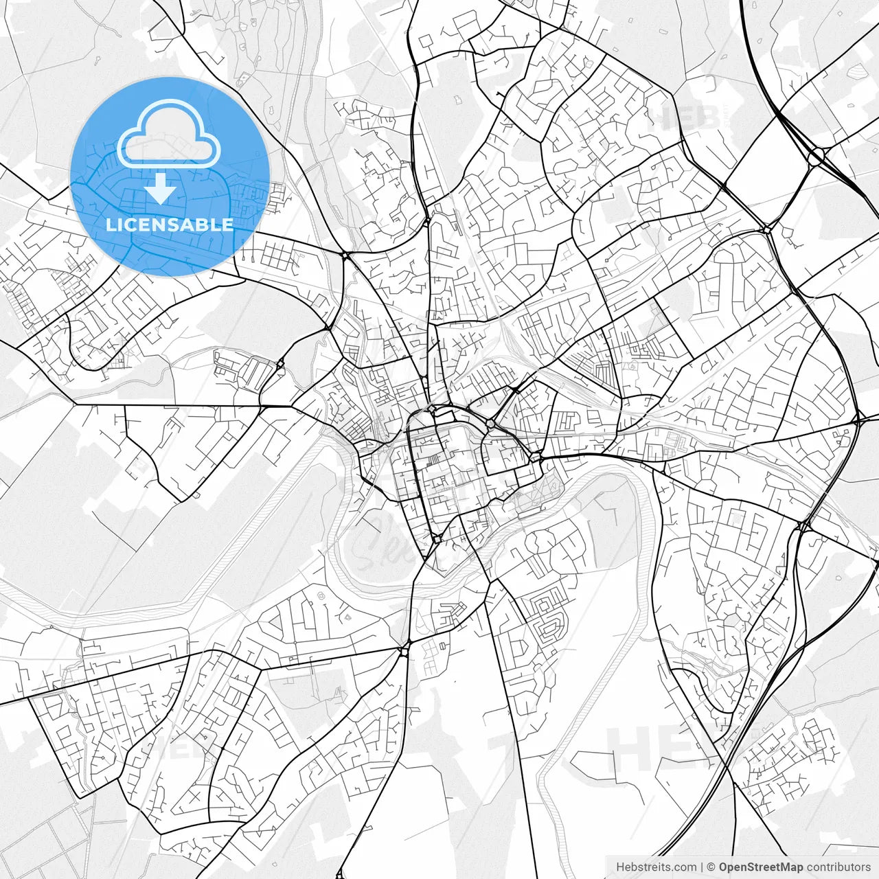 Vector PDF map of Chester, England