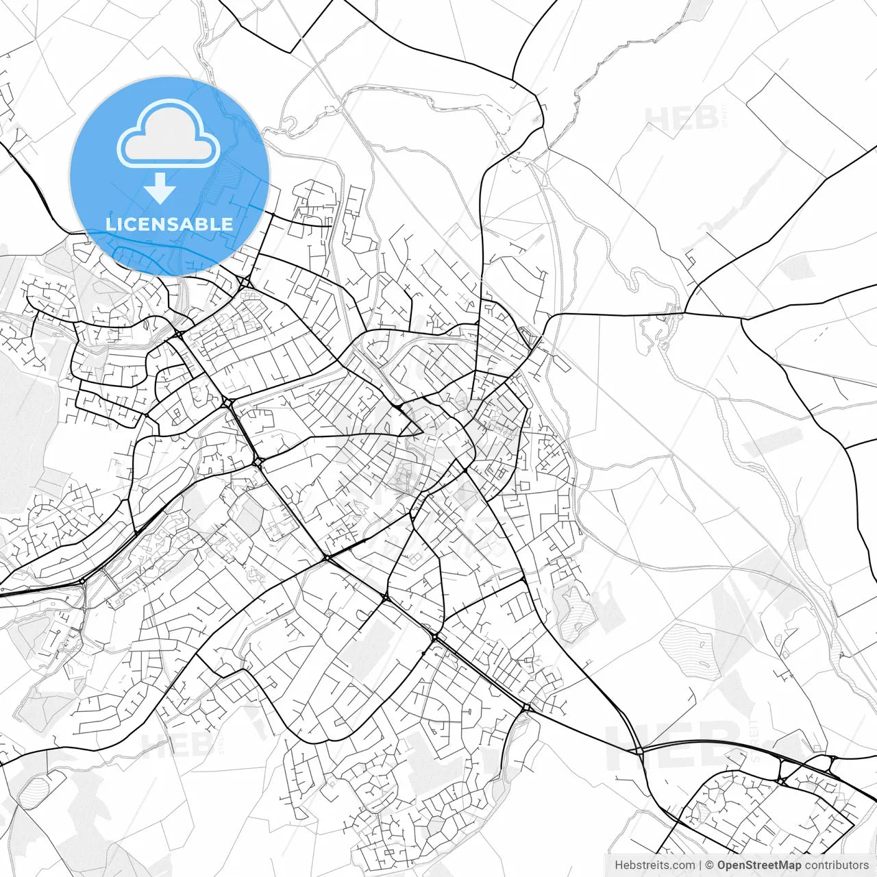 Vector PDF map of Loughborough, England