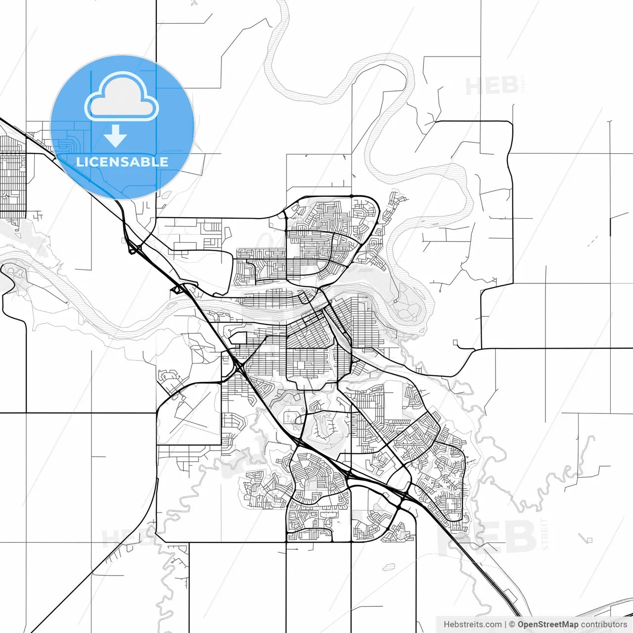 Vector PDF map of Medicine Hat, Canada