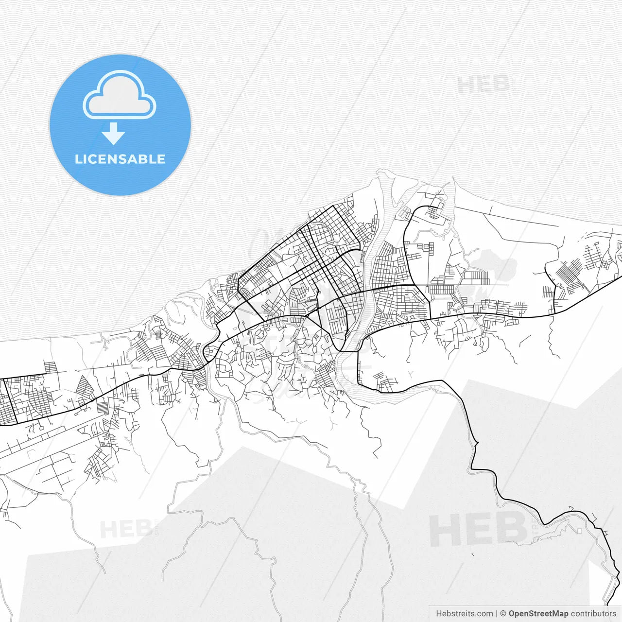 Vector PDF map of La Ceiba, Honduras