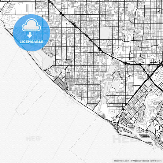 Vector PDF map of Huntington Beach, California, United States