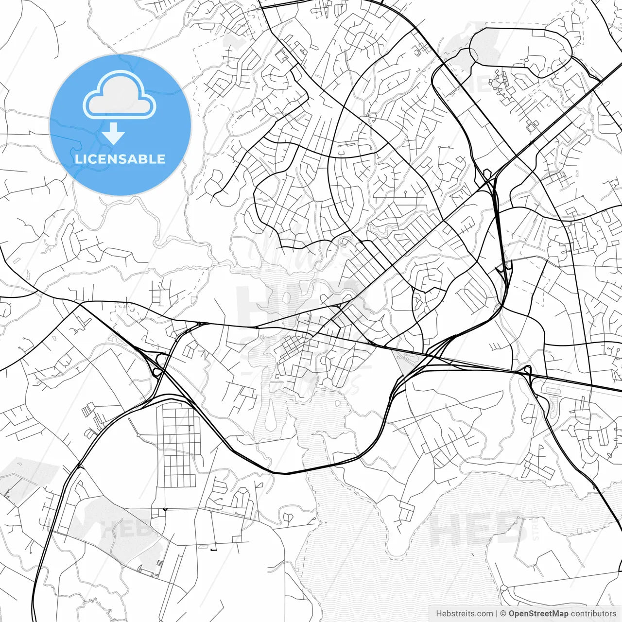 Vector PDF map of Jacksonville, North Carolina, United States
