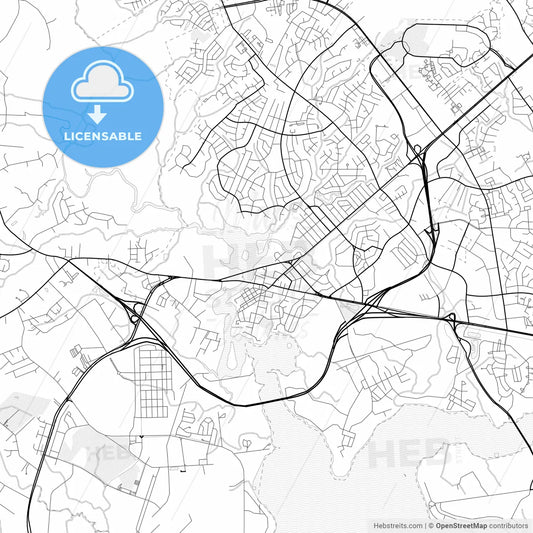 Vector PDF map of Jacksonville, North Carolina, United States