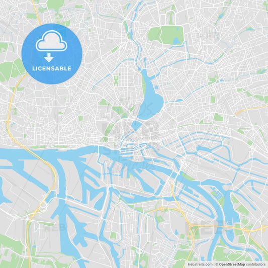 Hamburg, Germany printable street map