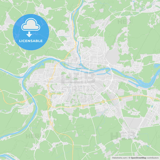 Regensburg, Germany printable street map