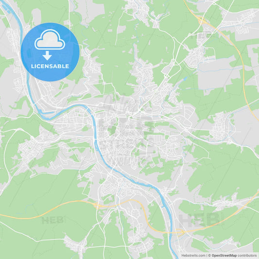 Wurzburg, Germany printable street map