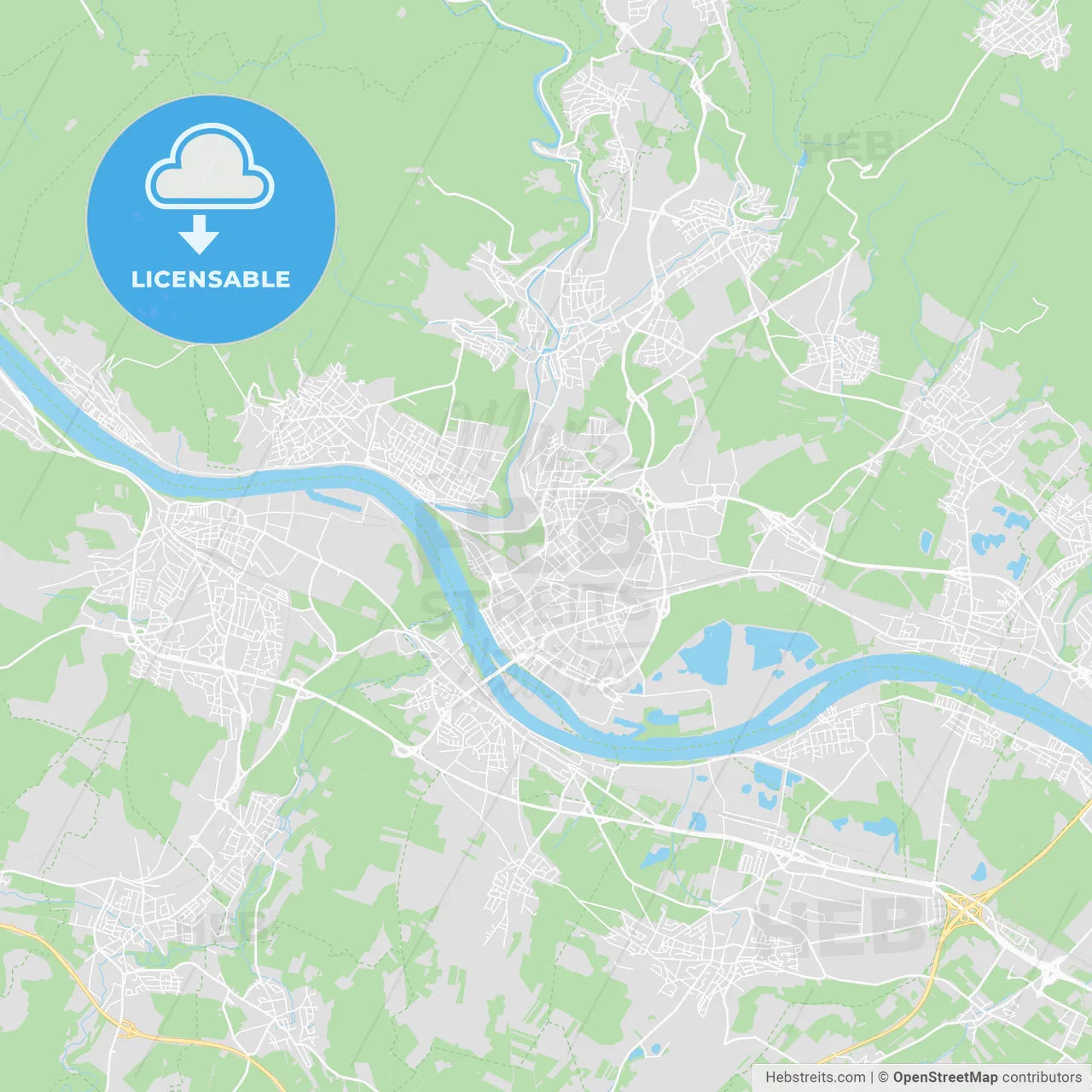 Neuwied, Germany printable street map