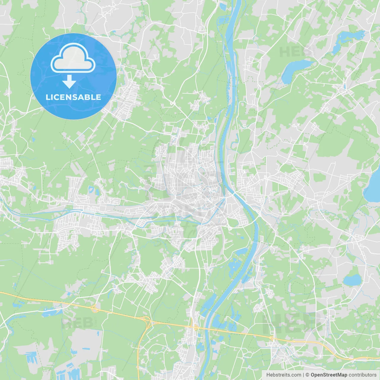 Rosenheim, Germany printable street map