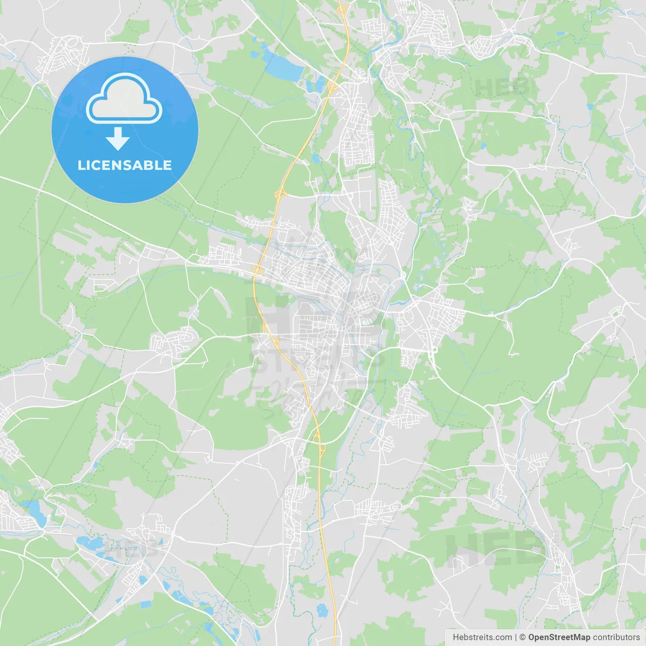 Weiden in der Oberpfalz, Germany printable street map