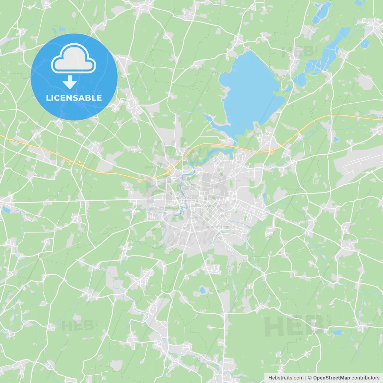 Bautzen, Germany printable street map