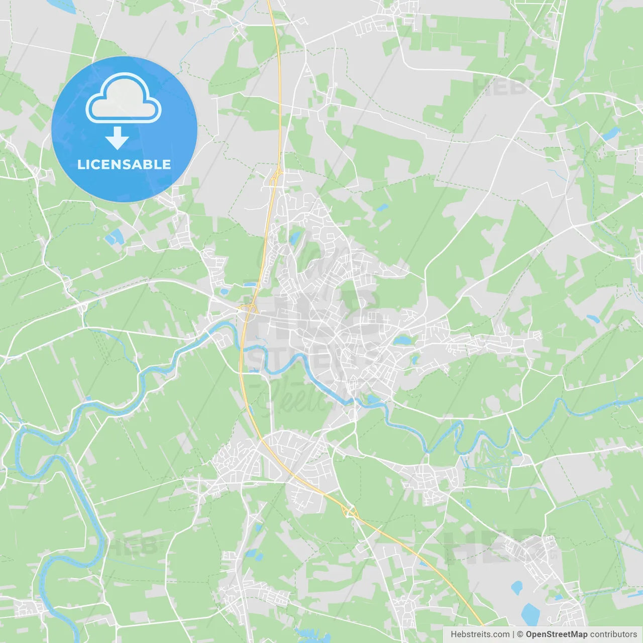 Itzehoe, Germany printable street map