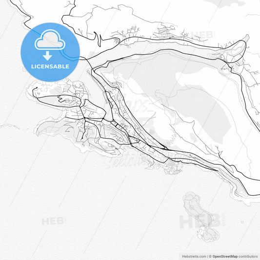 Vector PDF map of Dubrovnik, Croatia