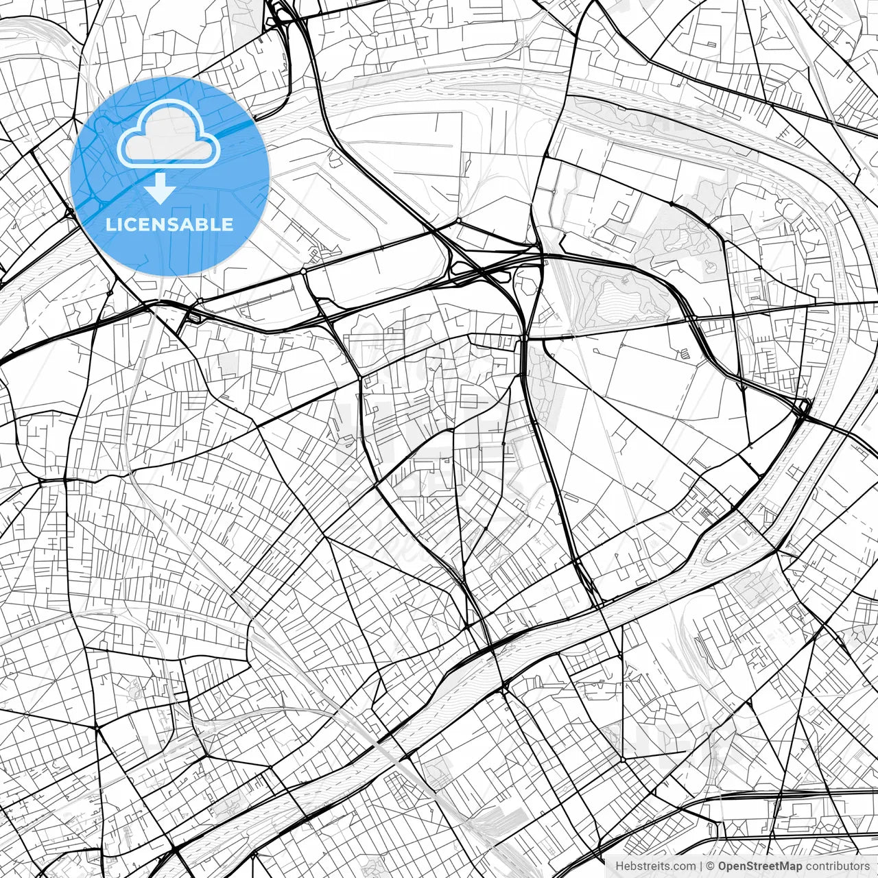 Vector PDF map of Gennevilliers, France