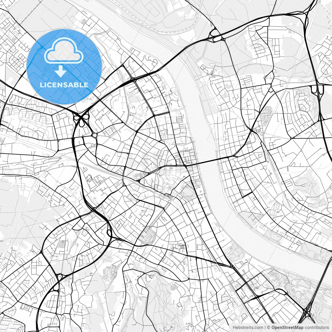 Vector PDF map of Bonn, Germany