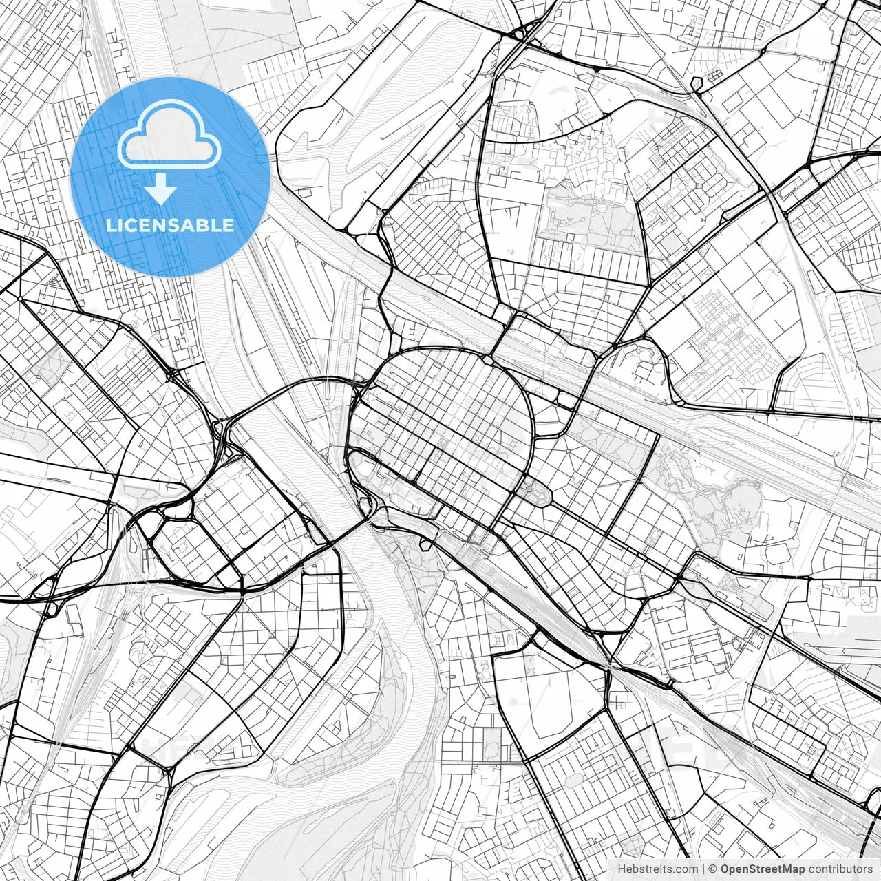 Vector PDF map of Mannheim, Germany