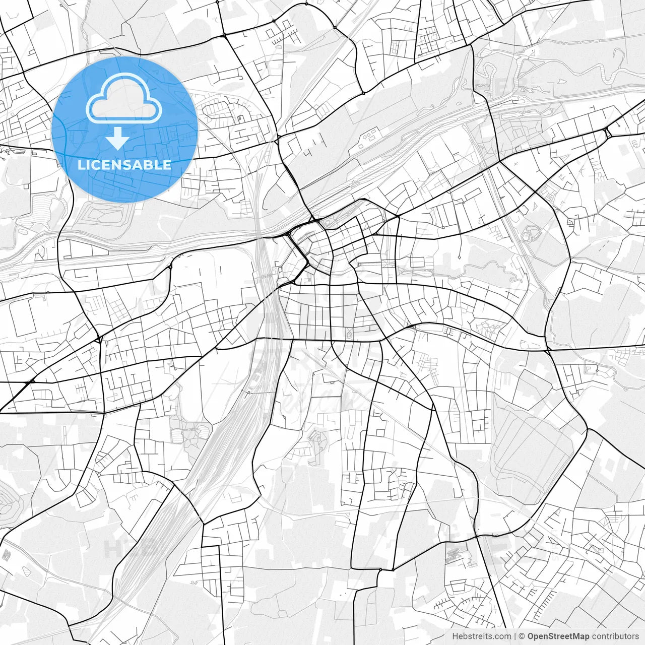 Vector PDF map of Hamm, Germany