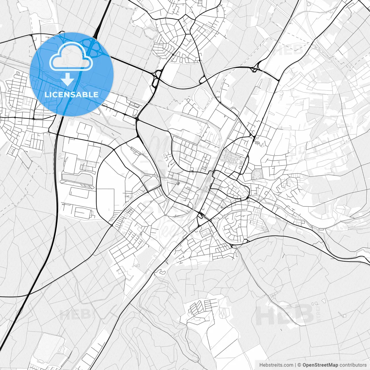 Vector PDF map of Bruchsal, Germany