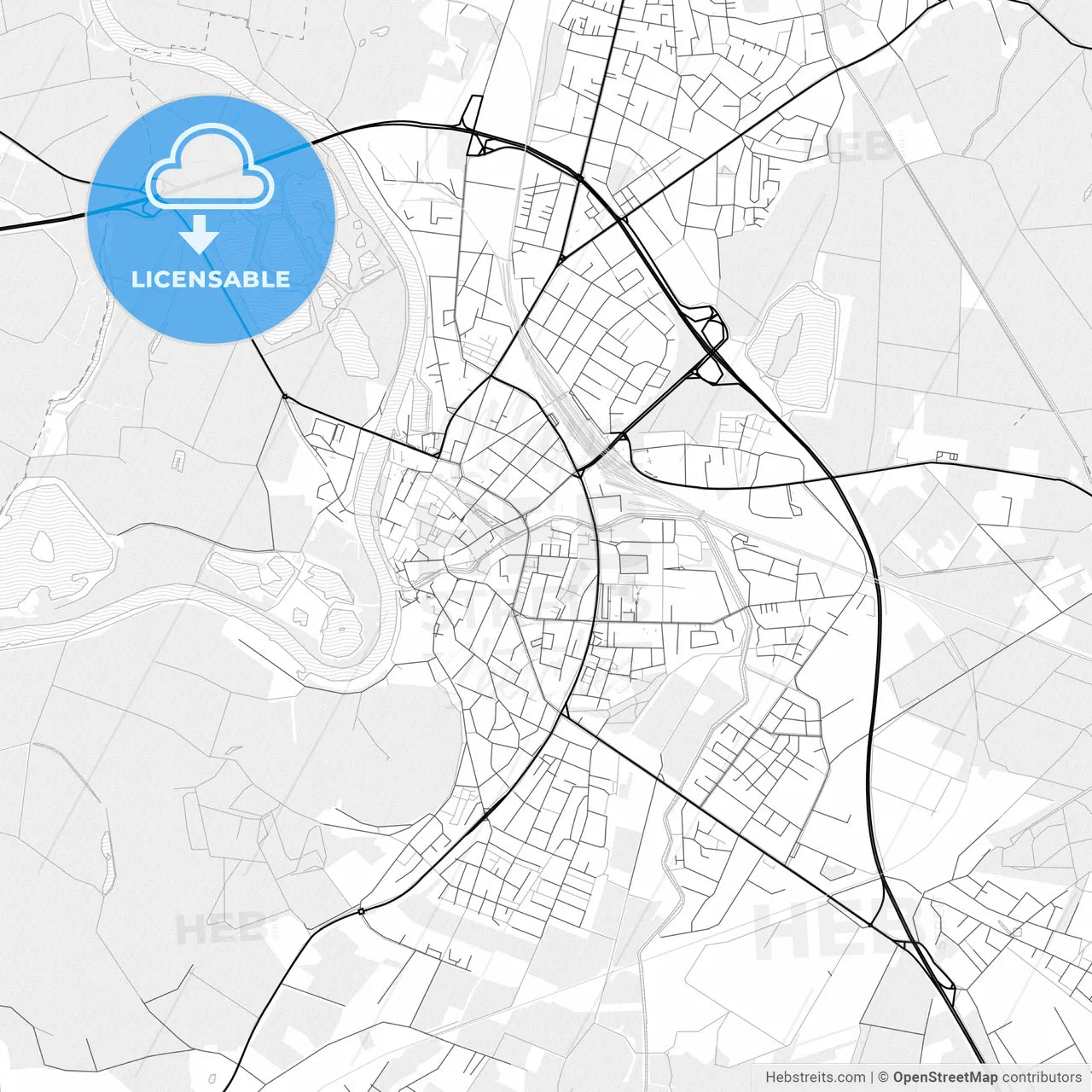 Vector PDF map of Nienburg/Weser, Germany