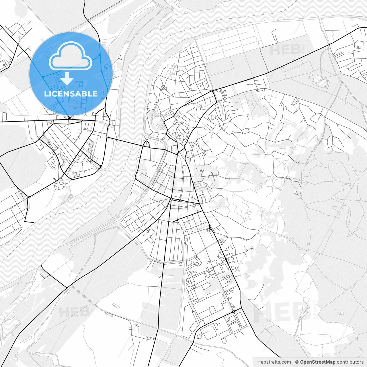 Vector PDF map of Esztergom, Hungary