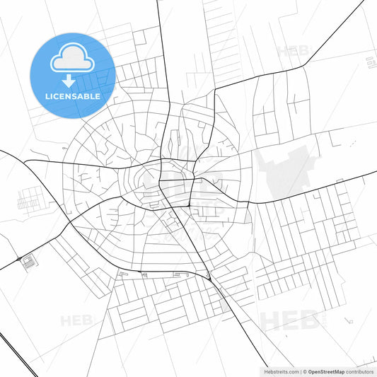 Vector PDF map of Hajdúböszörmény, Hungary