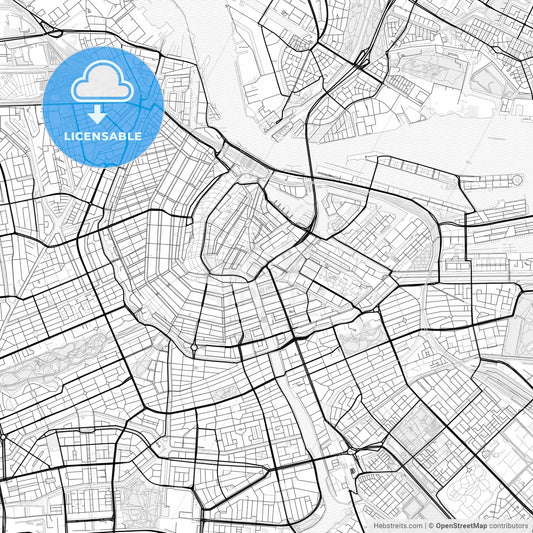 Vector PDF map of Amsterdam, Netherlands
