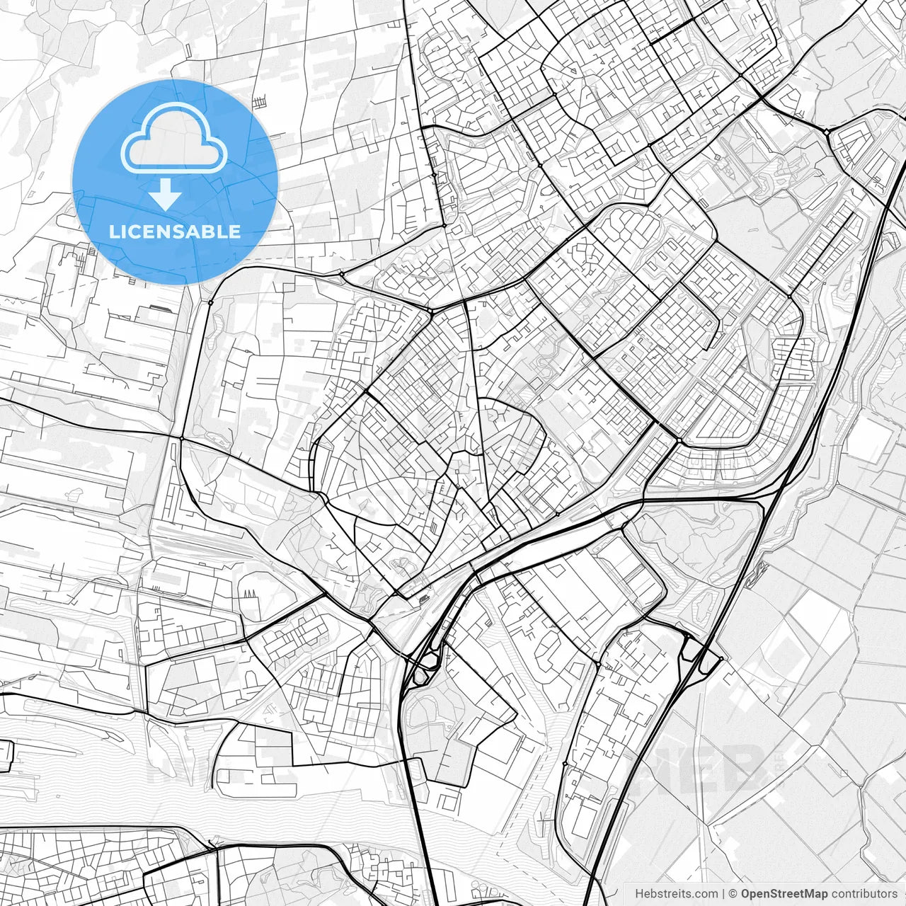 Vector PDF map of Beverwijk, Netherlands