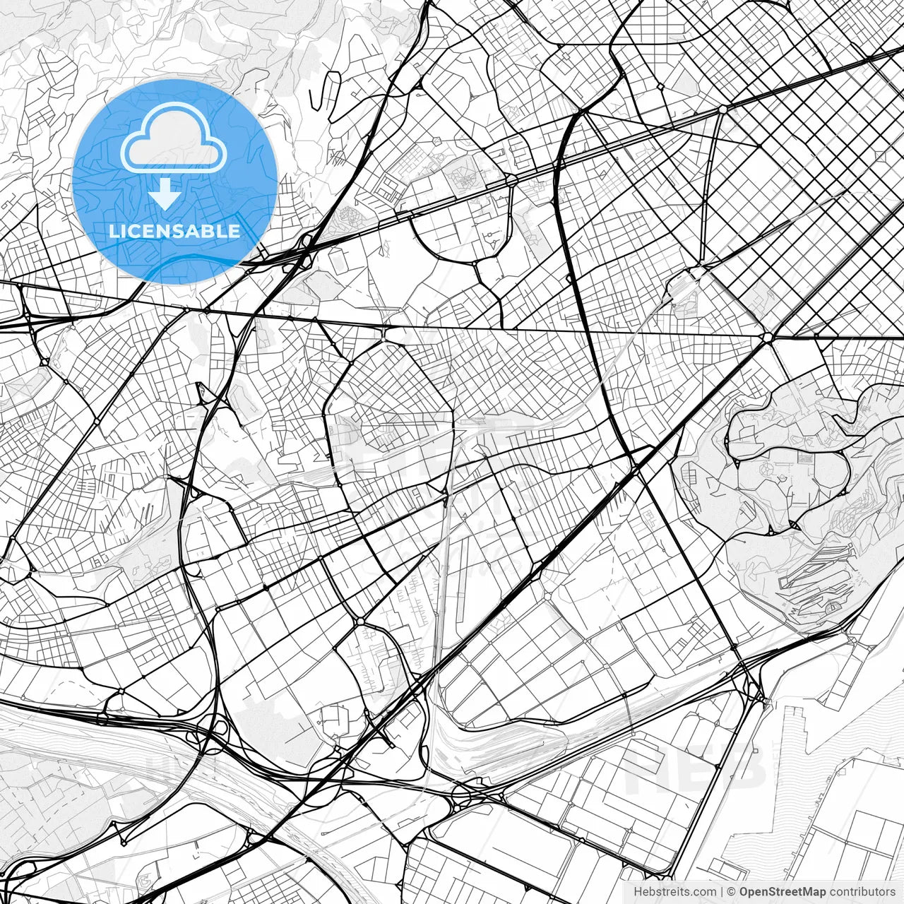 Vector PDF map of L Hospitalet de Llobregat, Spain