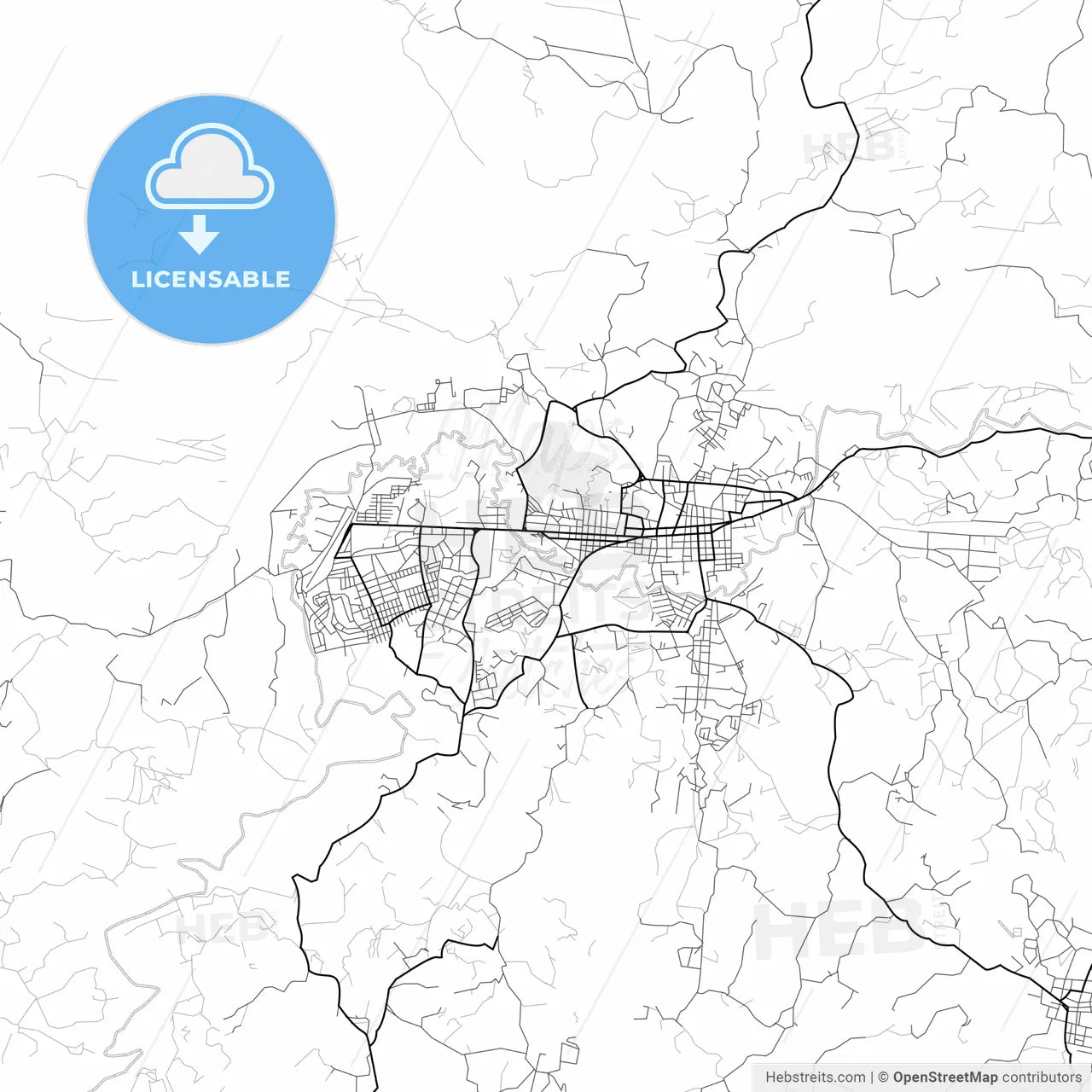 Vector PDF map of Cobán, Guatemala