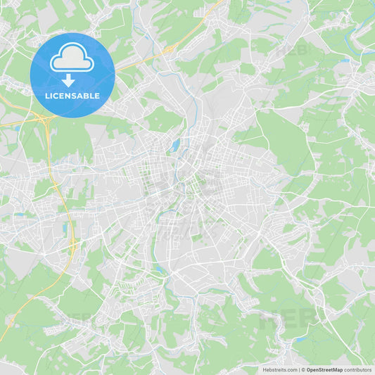 Chemnitz, Germany printable street map
