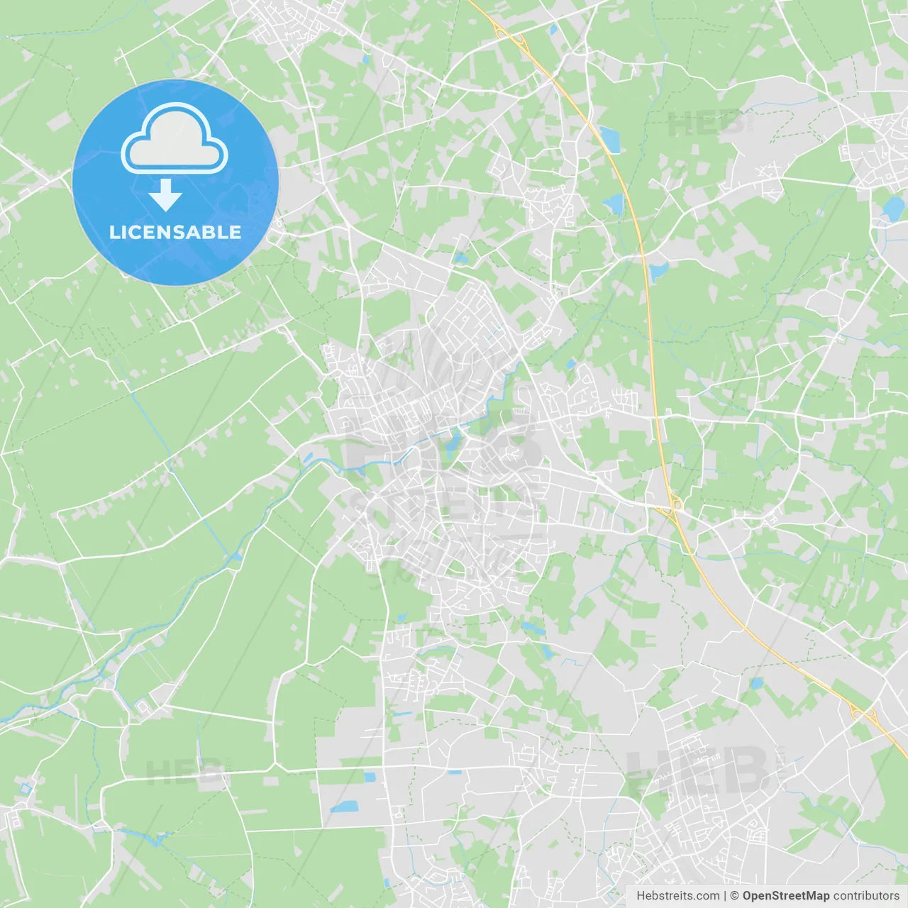 Elmshorn, Germany printable street map