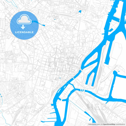 Szczecin, Poland bright two-toned vector map