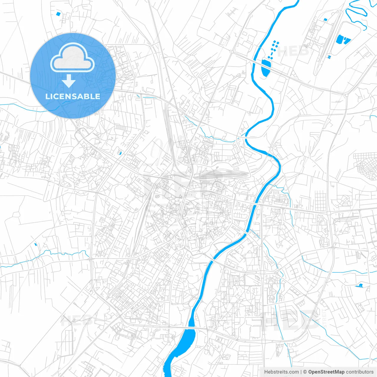 Rzeszów, Poland bright two-toned vector map