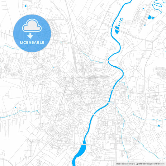 Rzeszów, Poland bright two-toned vector map