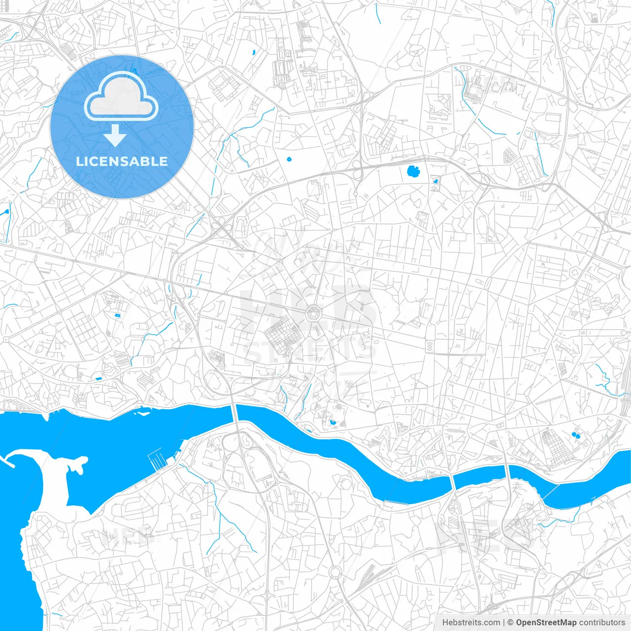 Porto, Portugal bright two-toned vector map