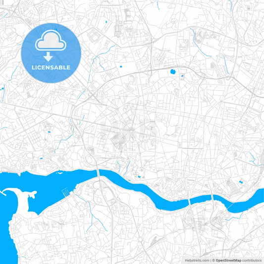 Porto, Portugal bright two-toned vector map