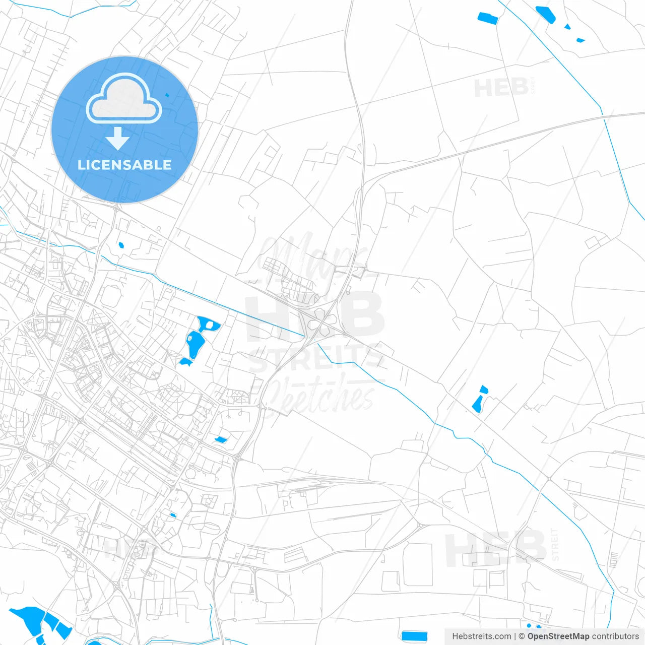 Tychy, Poland bright two-toned vector map