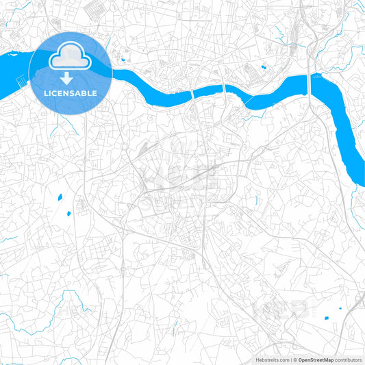 Vila Nova de Gaia, Portugal bright two-toned vector map