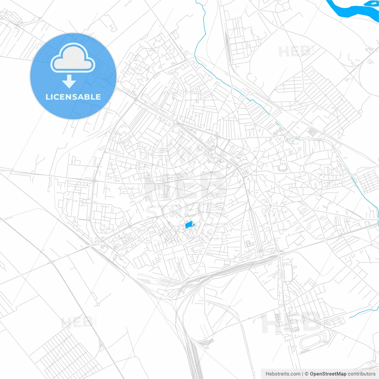 Ploiești, Romania bright two-toned vector map