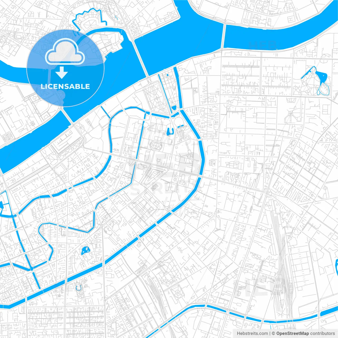 Saint Petersburg, Russia bright two-toned vector map