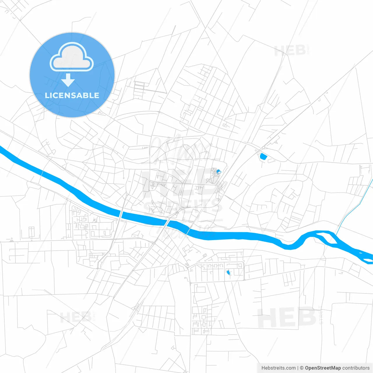 Satu Mare, Romania bright two-toned vector map