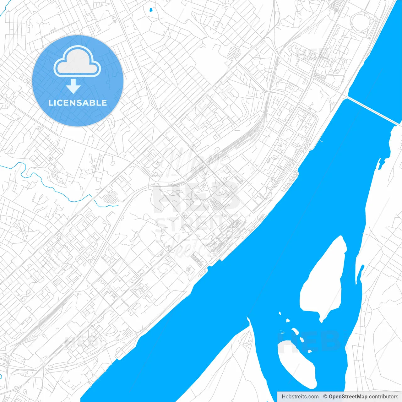 Volgograd, Russia bright two-toned vector map