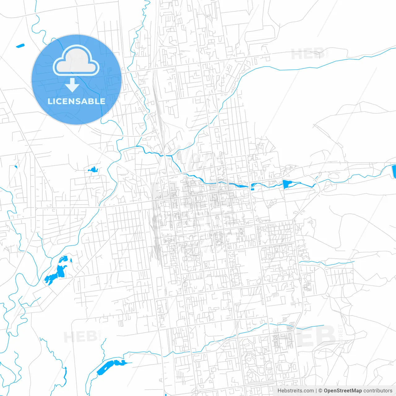 Yuzhno-Sakhalinsk, Russia bright two-toned vector map