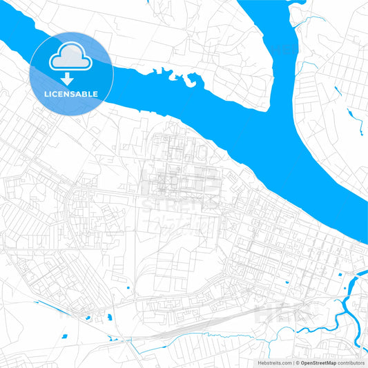 Rybinsk, Russia bright two-toned vector map